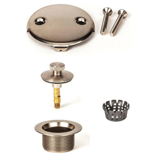 Lift Turn Bathtub Drain Trim  - Stopper, Drainshoe, 2 Hole Faceplate