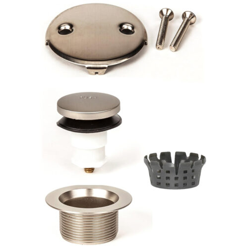 Toe Touch Bathtub Drain Trim  - Stopper, Drainshoe, 2 Hole Faceplate